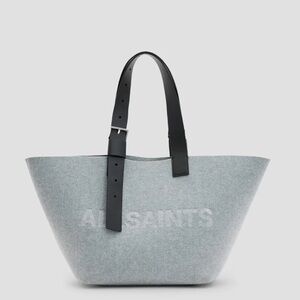 All Saints Light Gray Tote with Black Straps